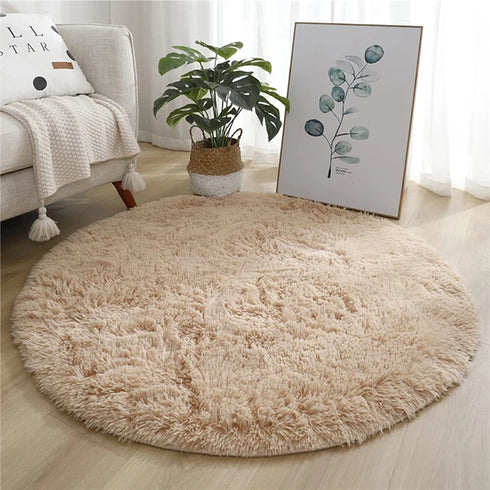 Round Fluffy Plush Carpet for Home Living Room Decor Thick Area Rugs Velvet Floor Mats